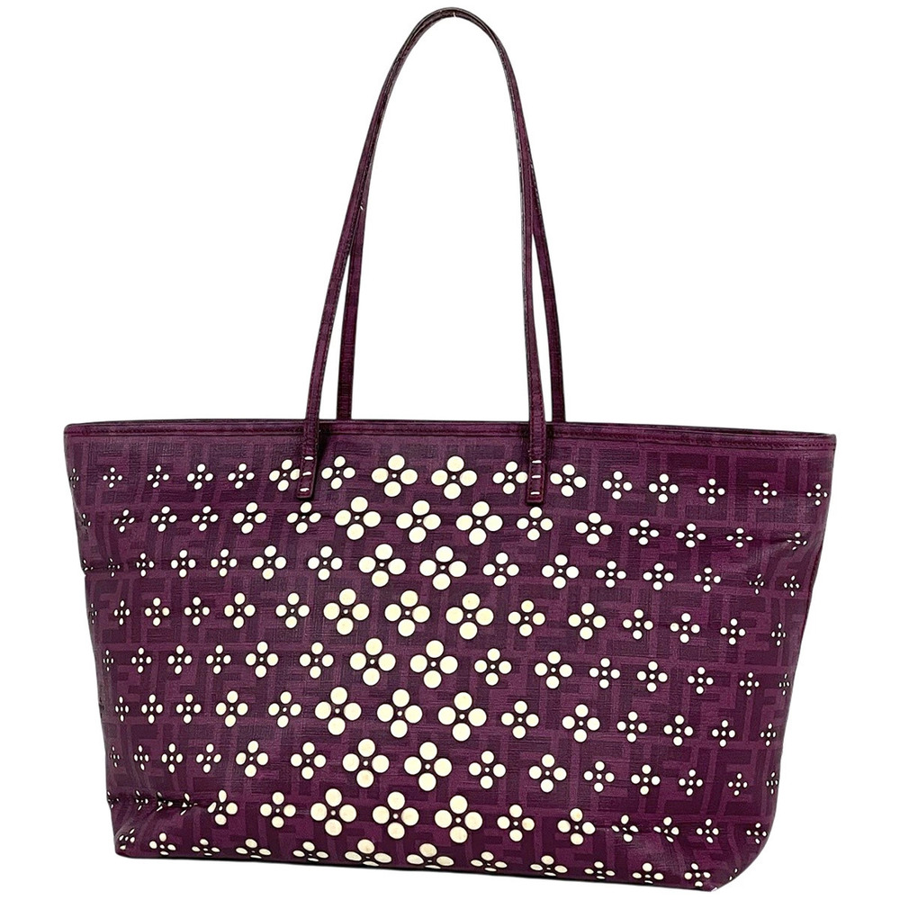 Fendi Zucca tote bag shoulder canvas purple white